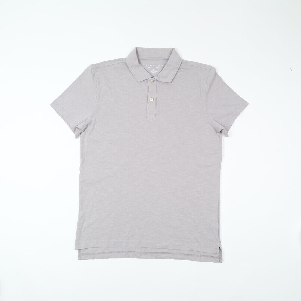 The Men's Store Cotton Slub Polo Shirt Grey Size S
